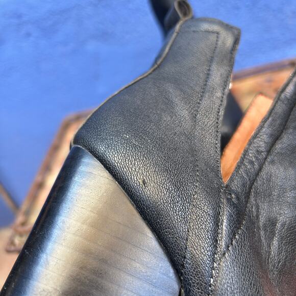 jeffrey campbell black leather block heel ankle bootie - Picture 6 of 11